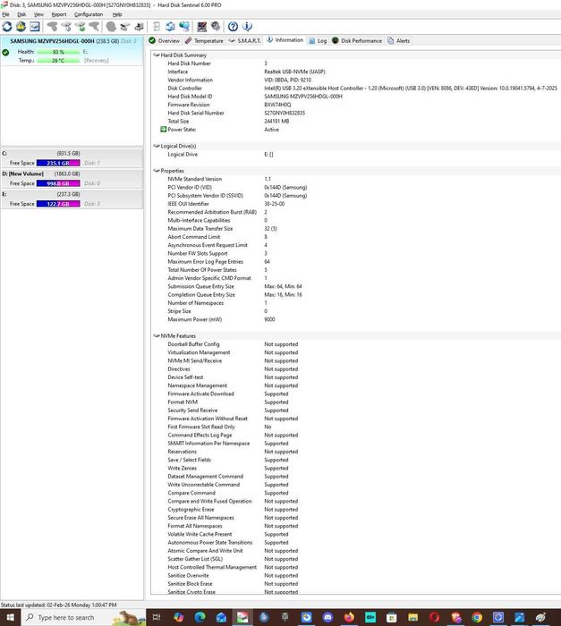 Solid State Drive (SSD) Samsung 256GB PCI-E NVMe M.2 2280 MZ-VPV2560