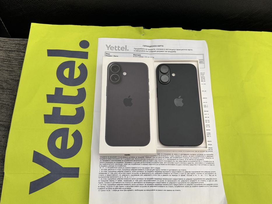 КАТО НОВ 128GB iPhone 16 Гаранция Yettel 3г. 2028 Black