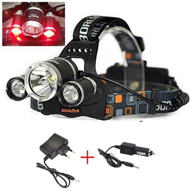 Мощен троен челник с 1 CREE LED+2 COB LED Диода