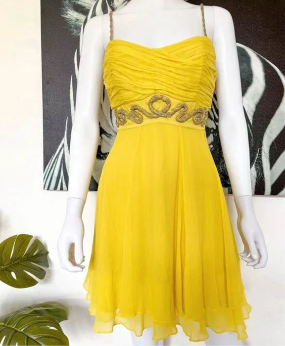 Rochie mini Karen Millen matase naturala galbena