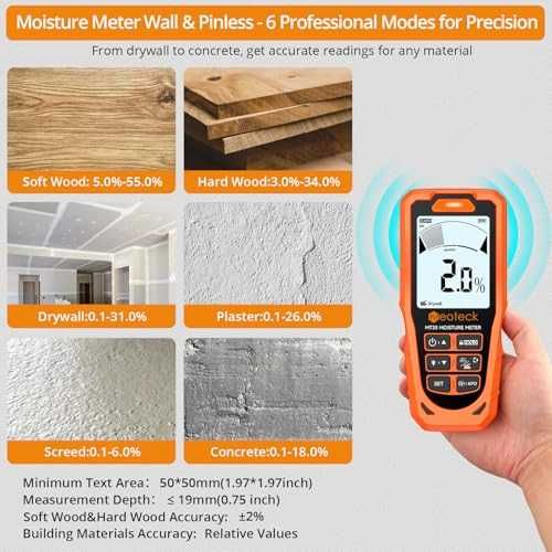 Нов Дигитален влагомер Neoteck, 6 режима, аларма, за дърво и бетон дом