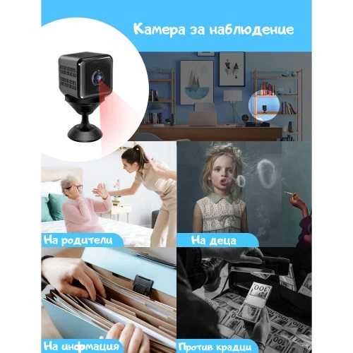 Мини Шпионска Камера за видео наблюдение, Spy cam, Wi-Fi, IR, 1080p