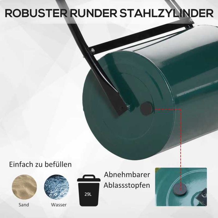 Градински валяк Outsunny с U-образна дръжка, диаметър 31 см