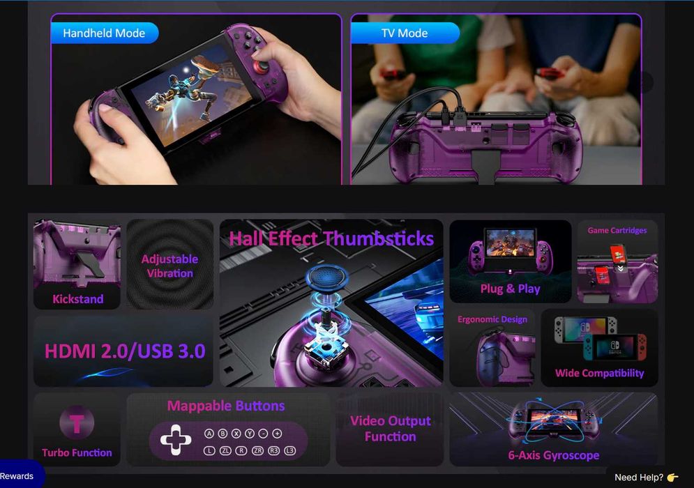 NexiGo Gripcon Controller & HDMI Dock for Switch (v1, oled)