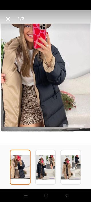 Чисто ново дамско дълго зимно яке двулицево