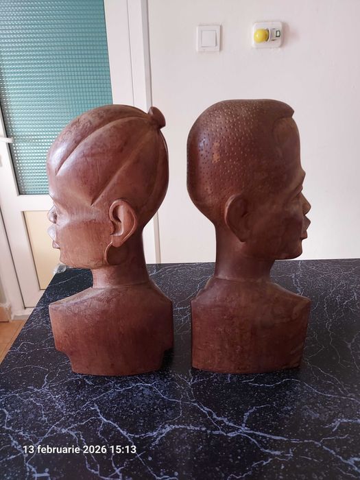 Set statuete ,, el si ea ,,din lemn de palisandru , inalte 31cm