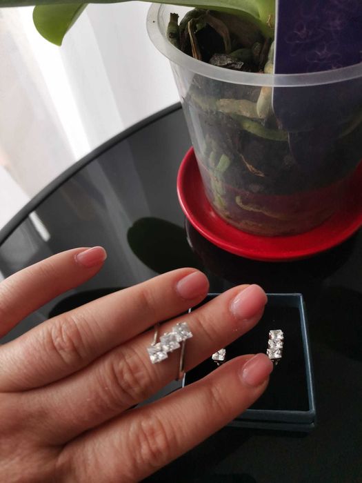 Set Pandantiv + cercei argint + inel