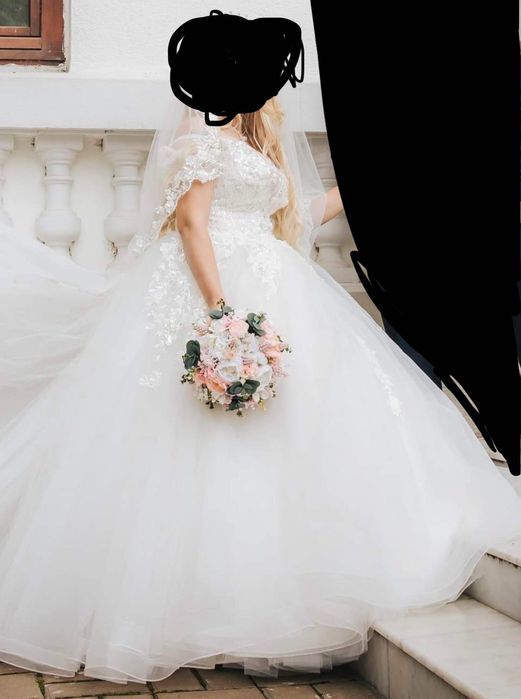 Rochie mireasă cu trena detașabilă (1,5m)