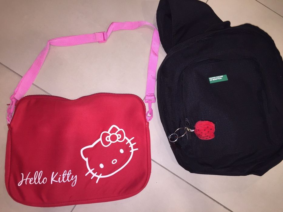 Set rucsac United house of Benetton si geanta Hello Kitty, ca noi