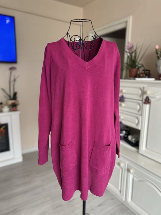 Pulover lung Bhs, marime 48, nou, fucsia