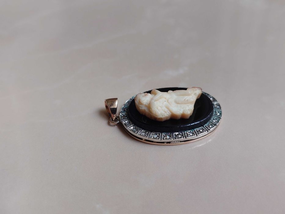 Pandantiv vechi din aur si argint cu diamante naturale