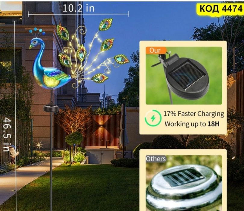 Соларна лампа Птица