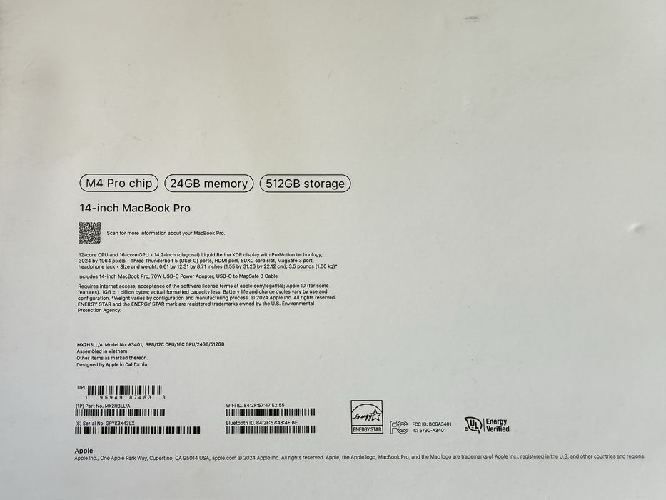 Apple Macbook Pro M4 Pro  2024 в идеальном состонии