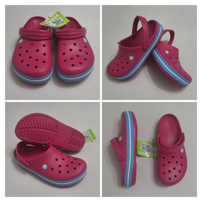 Saboți CROCS Crocband Candy Pink Bluebell noi, sandale, papuci slingback, nr 42-43 EU (M9 - W11)
