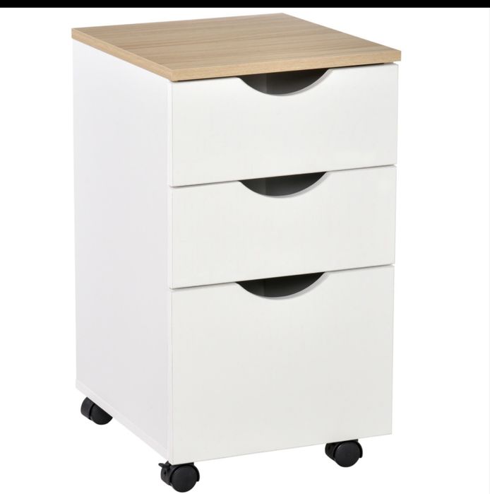 Dulap birou cu 3 sertare , alb , HOMCOM