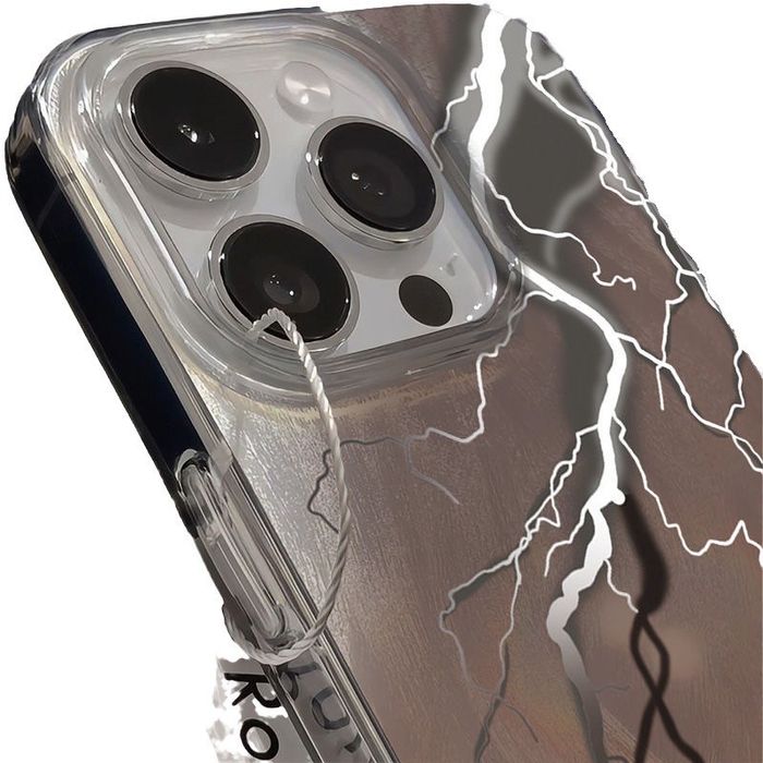 Iphone uchun Chaqmoq Dizayinli Shaffof Chexol Trendli va Kuchli Ximoya