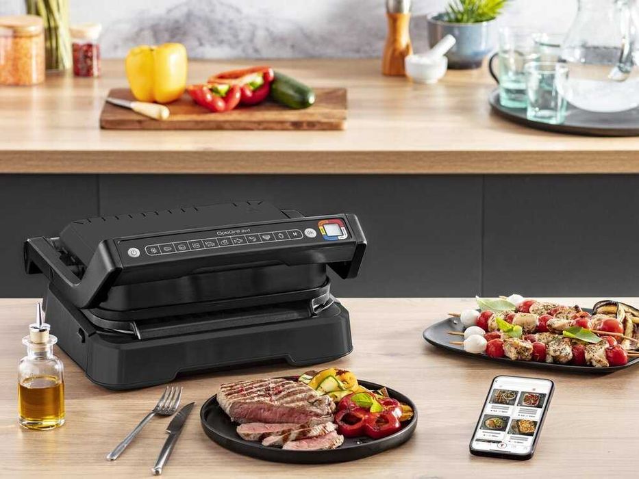 Грил Tefal OptiGrill 2в1 GC7728, 2100 W, Черен