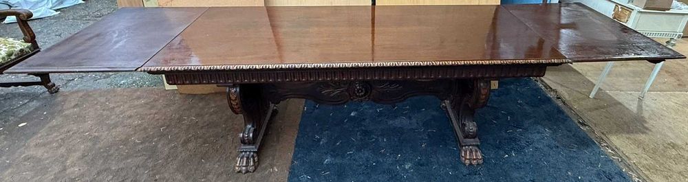 Masa Vintage Extensibila din lemn Stil Neo Baroc; Masa cu blat 195x85