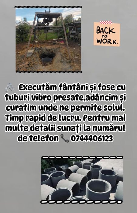 Executam fântâni și fose,adâncim și curățim unde ne permite solul!!