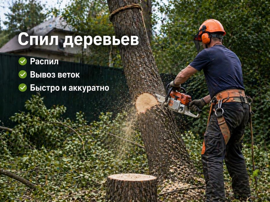 Спил деревьев| Вывоз | Строительные работы