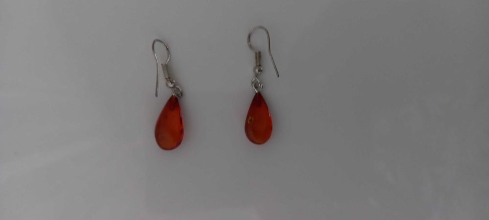 Кехлибарени обеци със сертификат, сребърна закопчалка