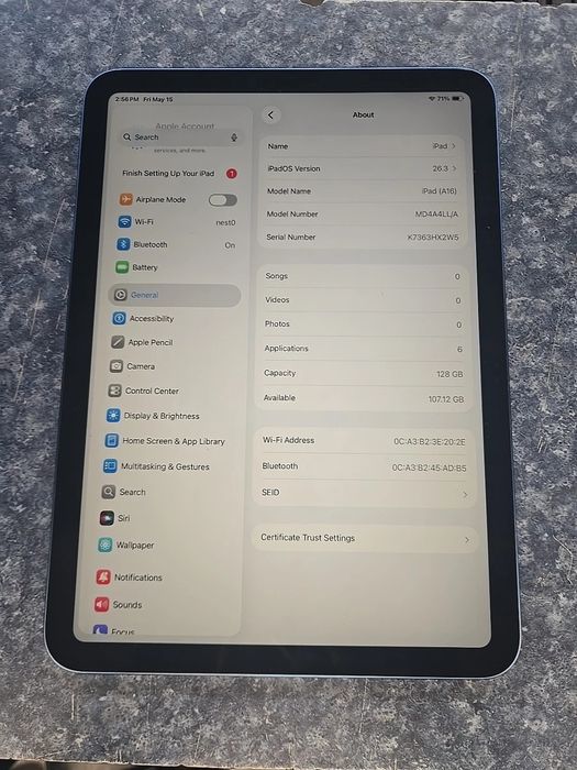 WiFi Only Apple iPad 11" (A16) 128GB Blue