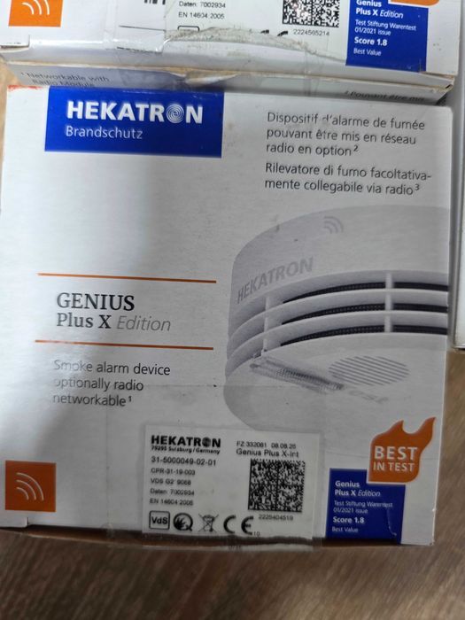 Detector de fum Hekatron Genius Plus, alb, 104x48mm, IP 40, 85 dB