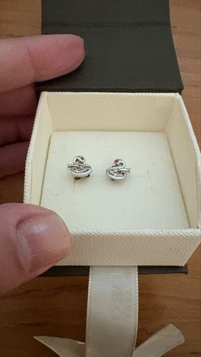 Сребърни нови обеци лебеди