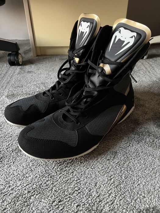 Venum Elite Boxing Shoes- Black/White/Gold