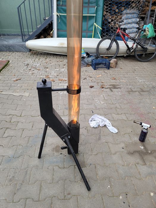 Soba cu peleti .Tub  din sticla