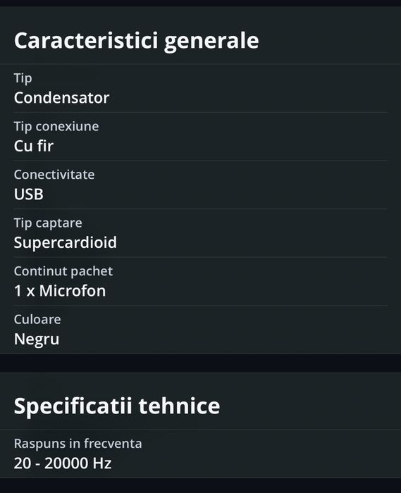 Microfon Razer Seiren V3 Mini, Negru