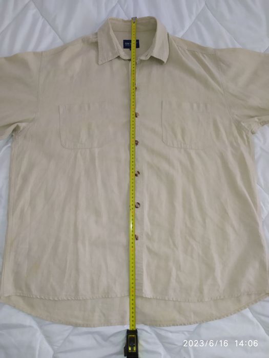 Риза лен/памук XL къс ръкав