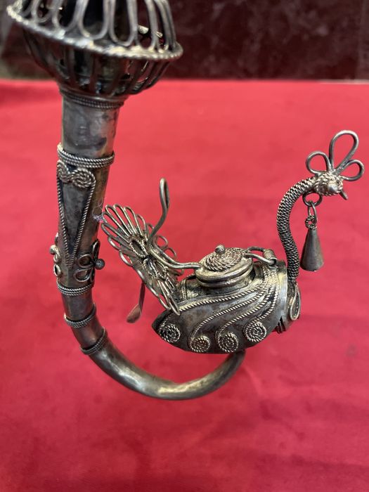 Pipă veche argintata