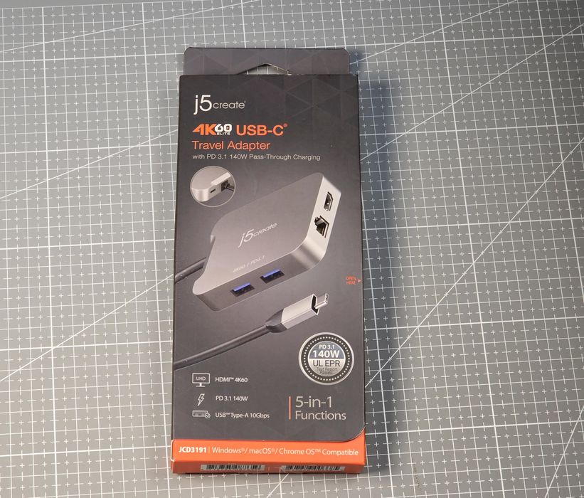 Hub USB-C j5create JCD3191 – HDMI 4K 60Hz, PD 140W, USB 10Gbps, LAN