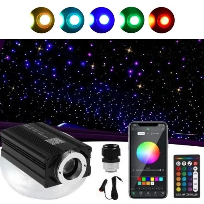 Kit Plafon instelat 1000 Stelute / Stele Fibra Optica - 2m 0.5mm RGBW 16W