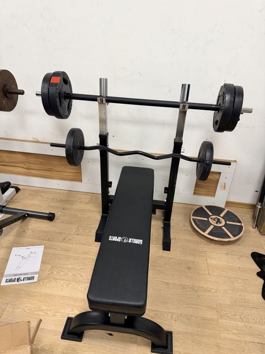 Banca fixa+ suport bara+haltera+bara z greutate totala 35 kg.Pret 1300