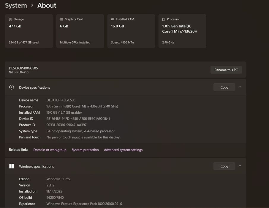 Vând laptop gaming Acer Nitro lite 16