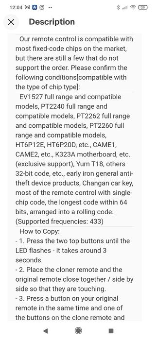 Telecomanda poarta 433 MHz