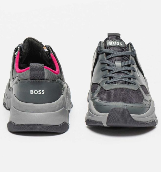 Мъжки кожени спортни обувки Boss Asher с мрежести детайли