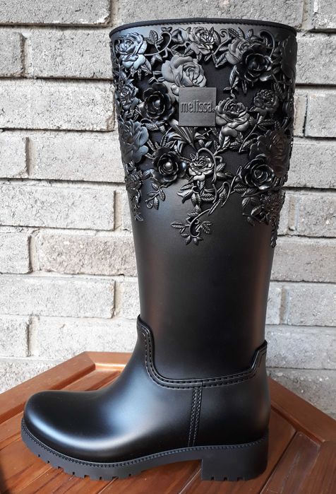 Melissa Гумени термо ботуши с 3D флорален дизайн нови
