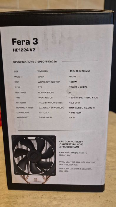 Cooler SilentiumPC Fera 3 HE1224 V2 max TDP 180W (similar CoolerMaster EVO 212 )