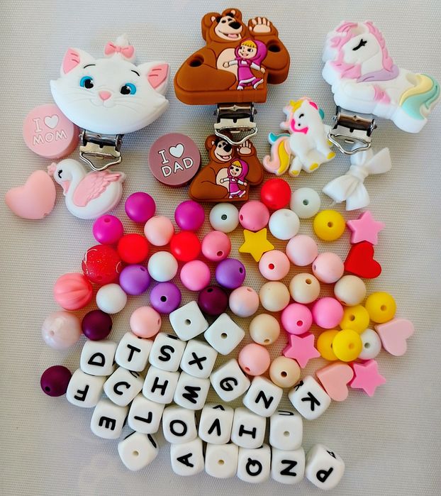 Accesorii din silicon pentru realizarea lănțișoarelor  pentru suzeta