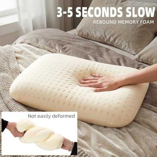 Нова Компактна възглавница за път кола къмпинг с калъфка зелена мемори пяна