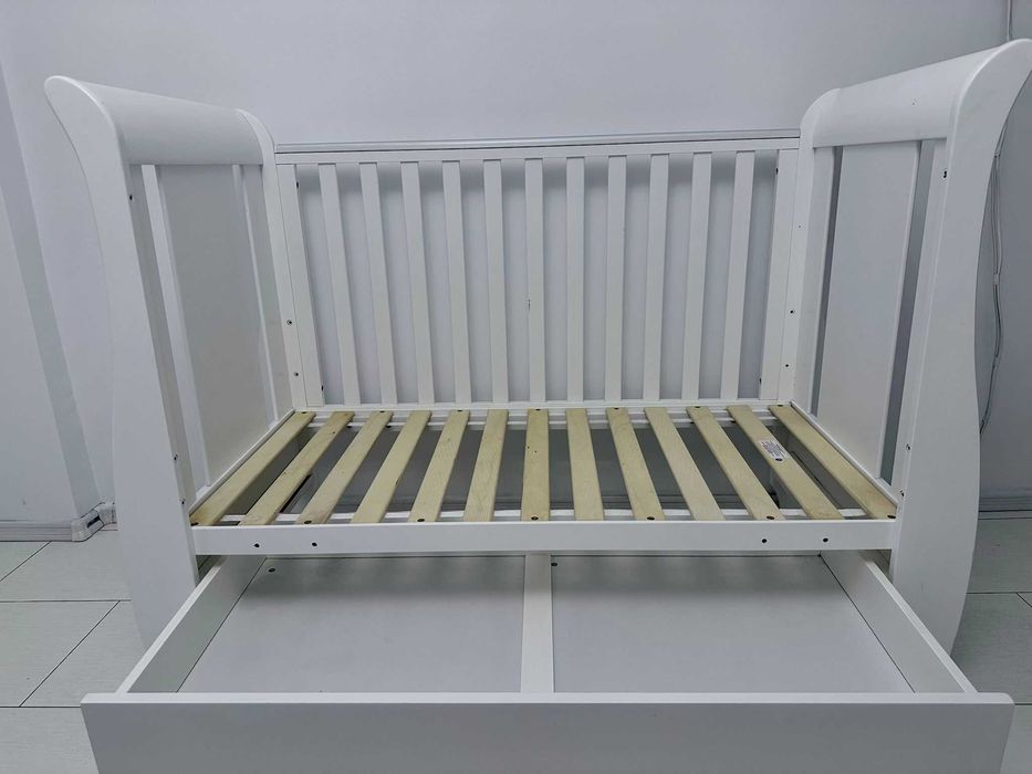 Pătuț alb 3 în 1 + saltea CADOU – stare foarte bună