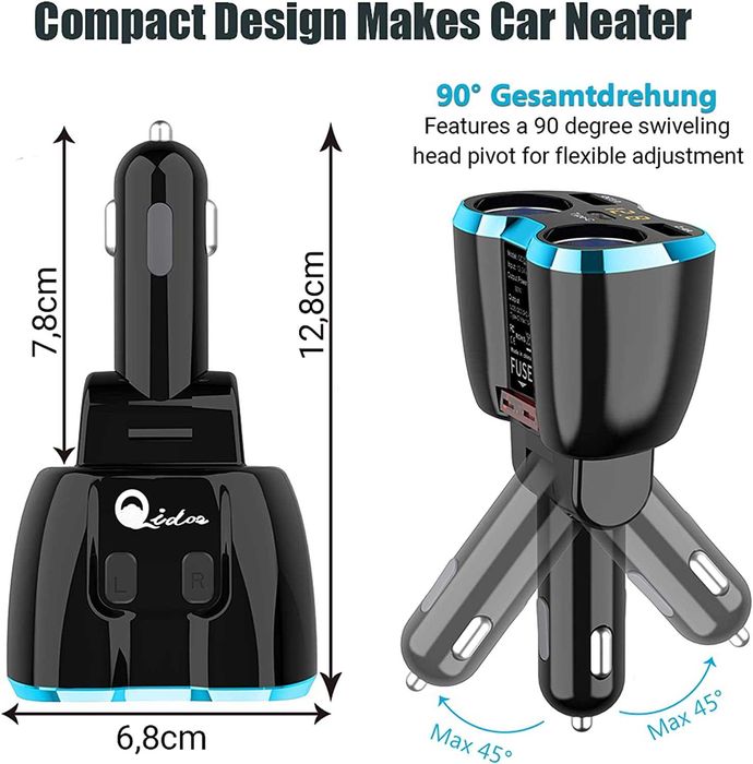 Зарядно устройство с индикатор за запалка на автомобил, USB