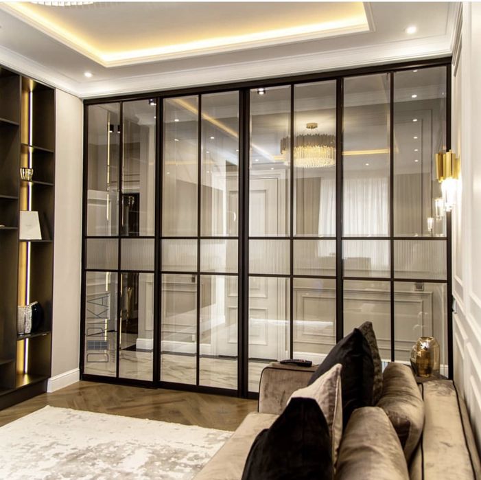 LOFT межкомнатные  перегородки ,раздвижные стеклянные двери,двери купе