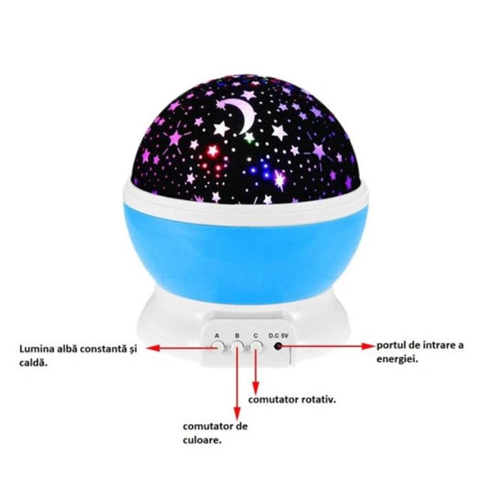 Lampa de veghe cu proiectie de stele si luna