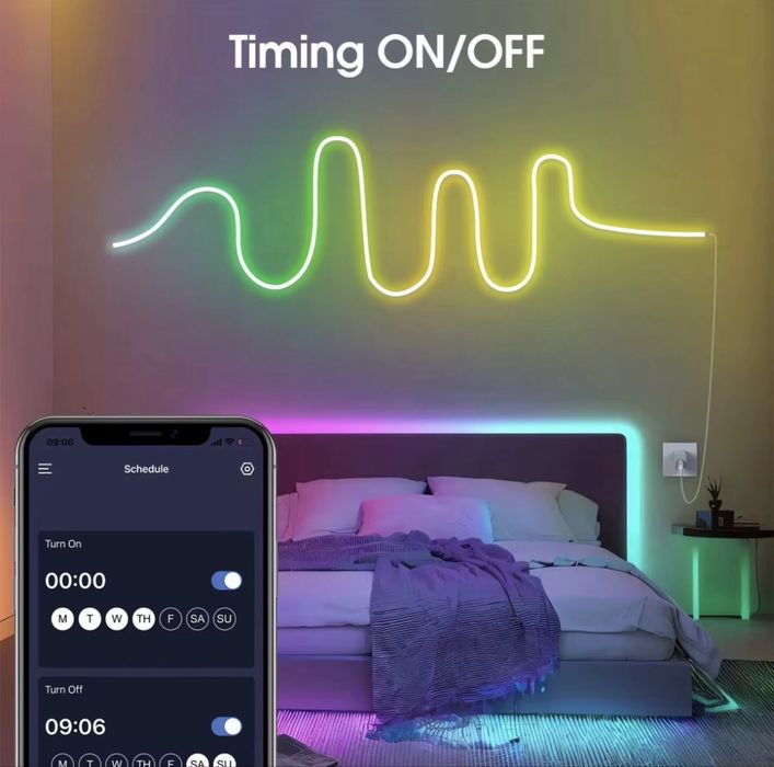 RGBIC LED Неонова Лента 5м | APP + Дистанционно | Bluetooth | IP65 | USB