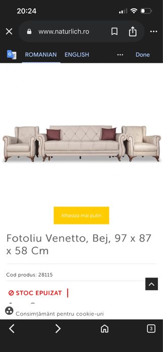 Canapea cu 2 fotolii , Venetto Bej