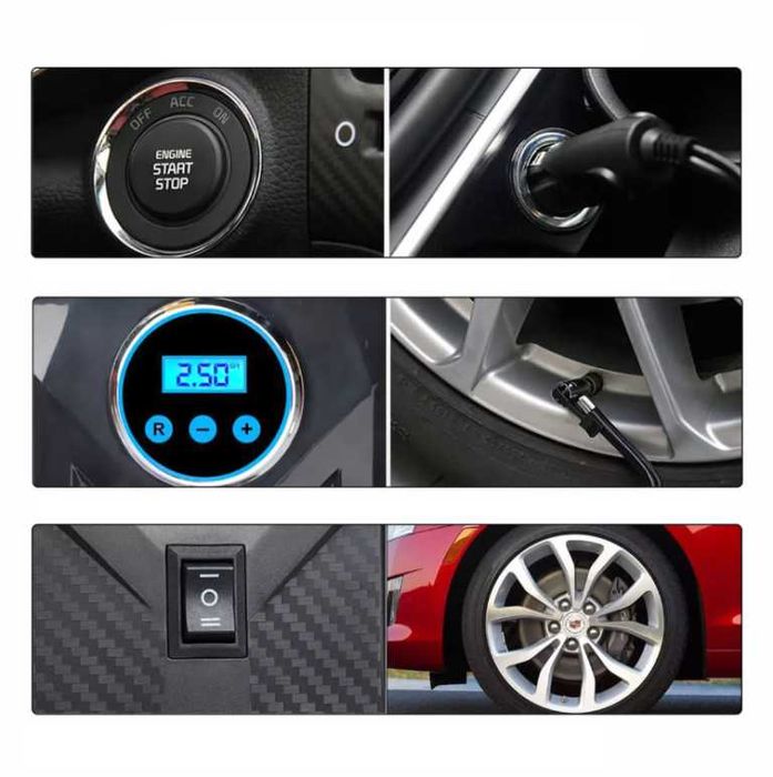 Автомобилен Компресор 12V с цифров дисплей и LED светлина 140W.